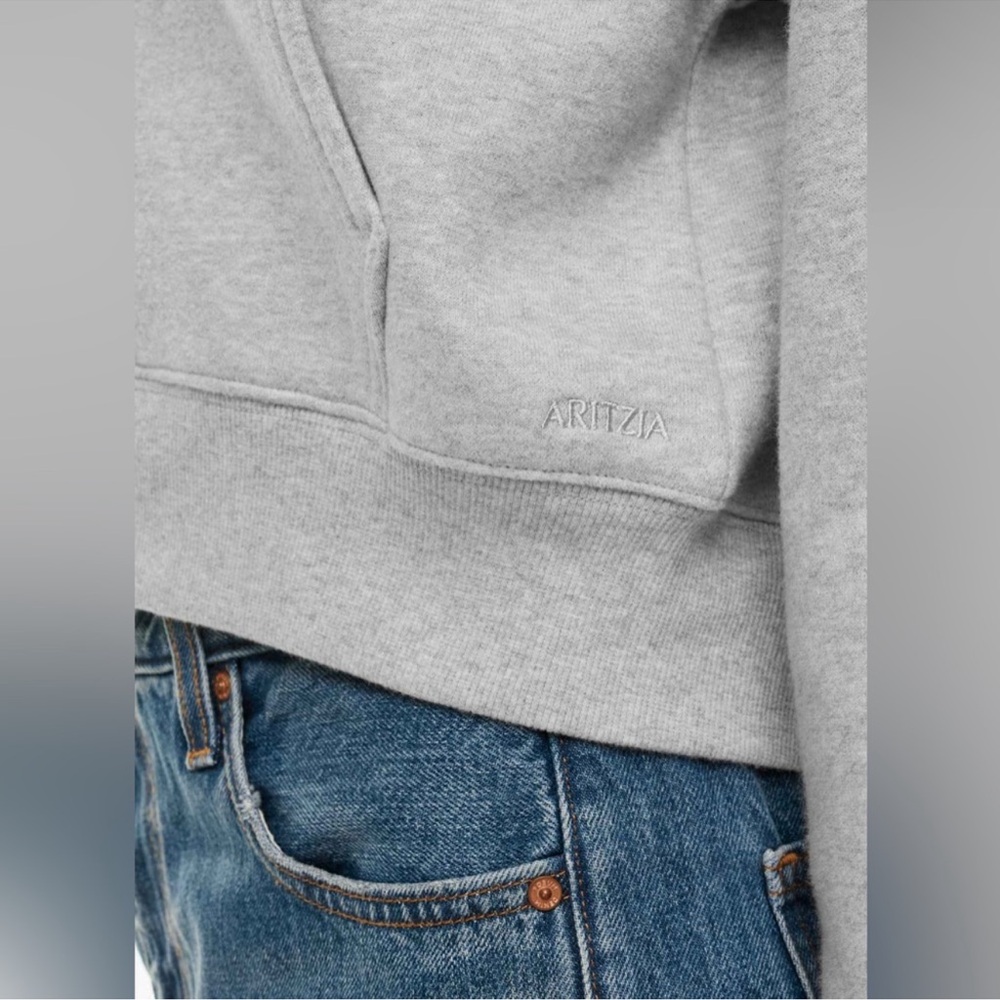Aritzia Gray Perfect Fit Sweat fleece Zip-Up Hoodie EUC. - Picture 4 of 9